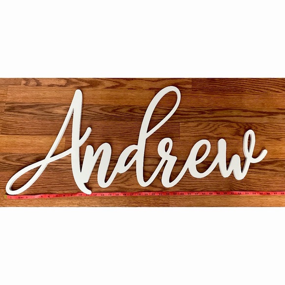 Custom Large Wooden ‘Andrew’ Name Sign 36” Wide Painted White - Nursery/Backdrop - Picture 5 of 9